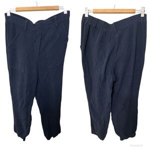 Saks Fifth Avenue Cotton Gauze Capri Medium Navy Blue Pants Vintage 90s women